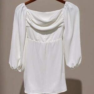 Exarus Teen White Cowl Neck Corset Boned Dress NWOT Sz 10Y